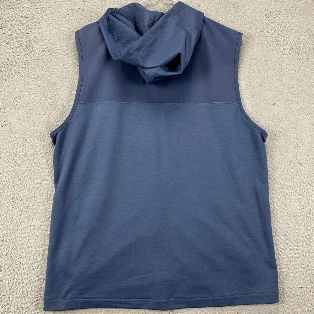 VRST Vest Mens Large Blue Hoodie Athletic Training Full Zip Sleeveless Stretch
